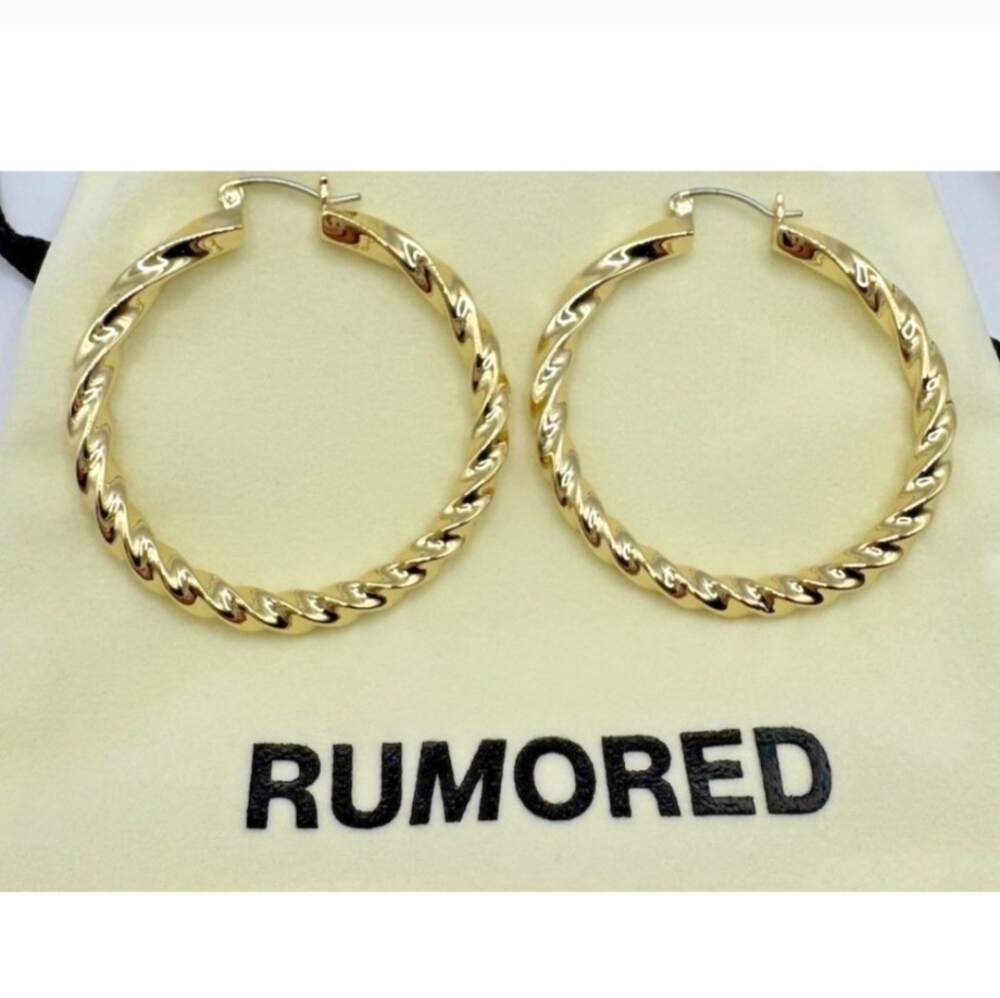 NIB $88 Gold Rumored Cher Hoops Earrings Im Gold - Picture 5 of 5
